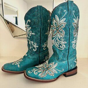 Ferrini Women's Turquoise Star Power Cowgirl Boot Square Toe - 8479350